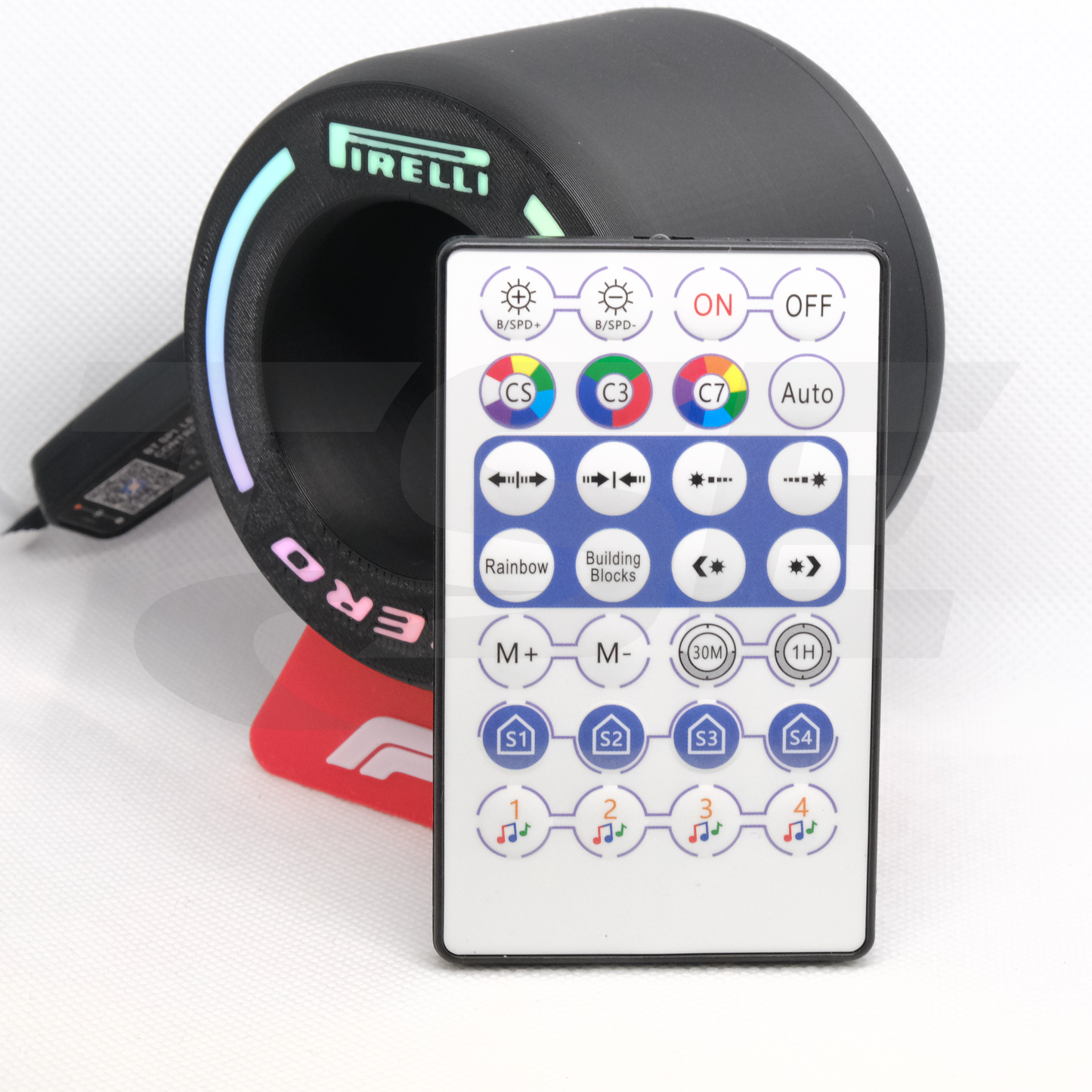Pirelli F1 Mini Tire RGB LED Desk Light – Bluetooth & Remote Controlled Trackspec Engineering