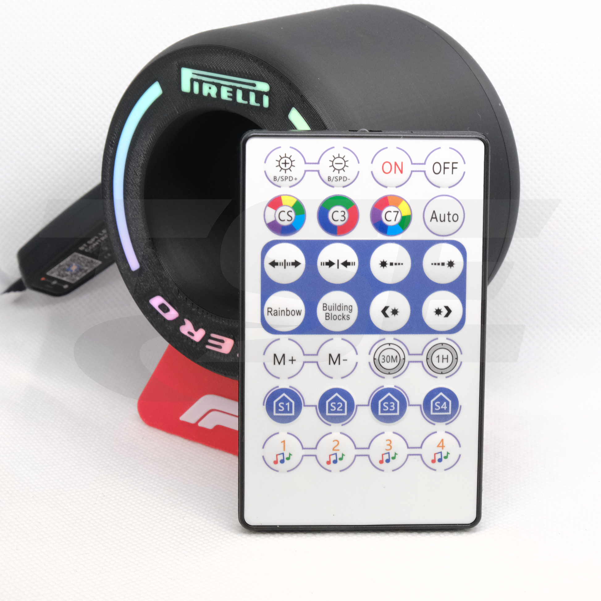 Pirelli F1 Mini Tire RGB LED Desk Light – Bluetooth & Remote Controlled Trackspec Engineering